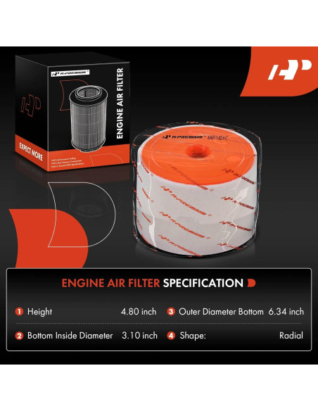 Filtro de Aire del Motor A-Premium para Audi A6 2012-2018 2.0L