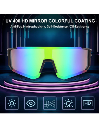 Gafas de Ciclismo UV400 Gafas Deportivas Verde Unisex