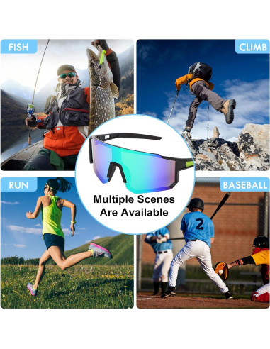 Gafas de Ciclismo UV400 Gafas Deportivas Verde Unisex