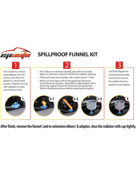 Kit de embudo para refrigerante EPAuto AQ-001-1 a prueba de derrames