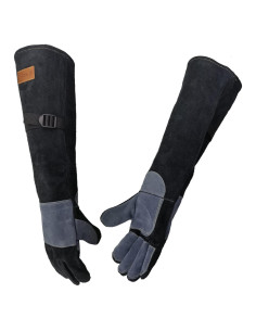 Guantes de Soldadura WZQH de Cuero 60 cm Resistentes a Mordeduras