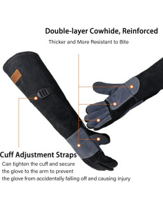 Guantes de Soldadura WZQH de Cuero 60 cm Resistentes a Mordeduras 2