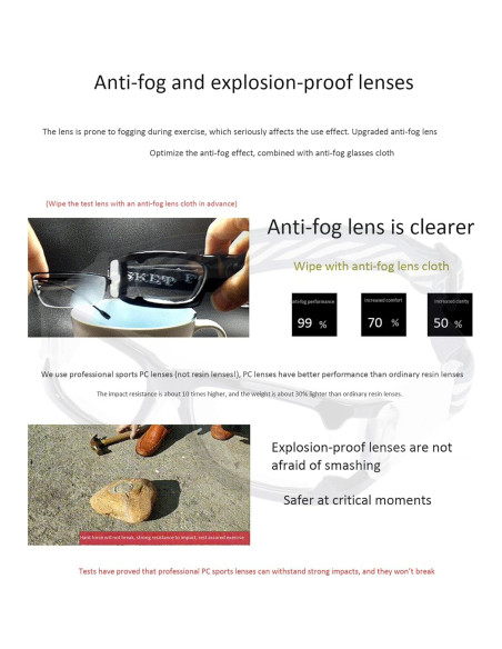 Gafas Deportivas Antivaho para Baloncesto y Fútbol - Negro Gafas Deportivas Antivaho para Baloncesto y Fútbol - Negro