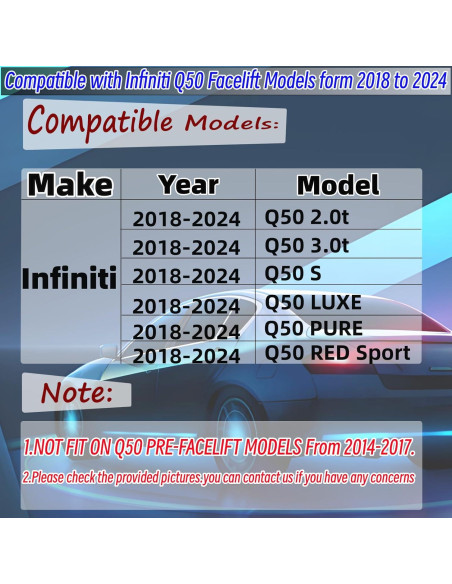 Difusor Trasero LED NEESPOC para Infiniti Q50 2018-2024