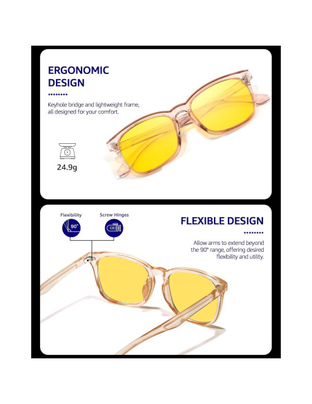 Gafas de Visión Nocturna TJUTR Amarillas Polarizadas