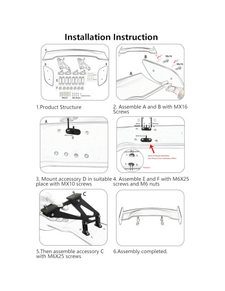 Alerón trasero universal DREAMOTOR 119 cm estilo GT