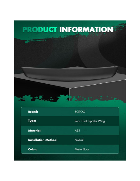 Alerón Trasero SCITOO para Dodge Challenger 2008-2019 Negro Mate