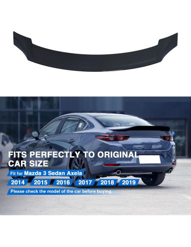 Alerón Trasero MotorFansClub para Mazda 3 Sedán 2014-2018 Negro