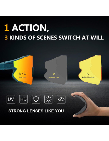 Gafas de sol deportivas OULAIQI 548 con 3 lentes UV400