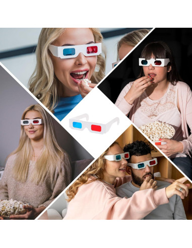 Gafas 3D JIYIN 10 Pcs Anaglifo Rojo y Cian