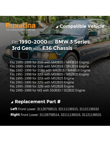 Kit de Brazo de Control Inferior Buxatina BXTN-3179 para BMW E36
