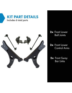 Kit de Suspensión Delantera TRQ PSA63522 6 Piezas para Toyota Corolla 2