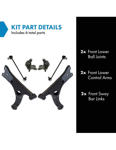 Kit de Suspensión Delantera TRQ PSA63522 6 Piezas para Toyota Corolla