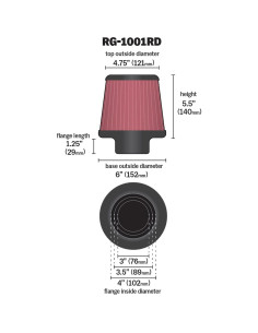 Filtro de Aire K&N Universal Clamp-On Cónico 10.16 cm 2