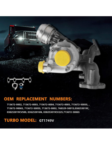 Turbo Bapmic GT1749V para Volkswagen 1.9L Diésel 1998-2006