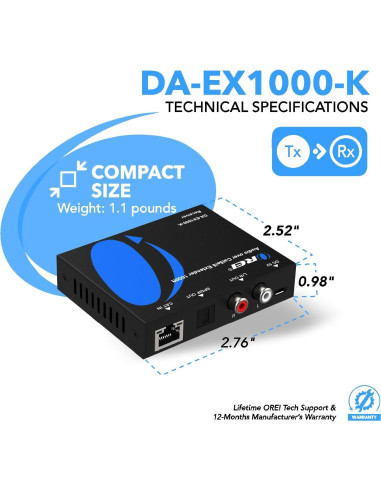 Extensor de Audio OREI DA-EX1000-K Coaxial hasta 304.8m