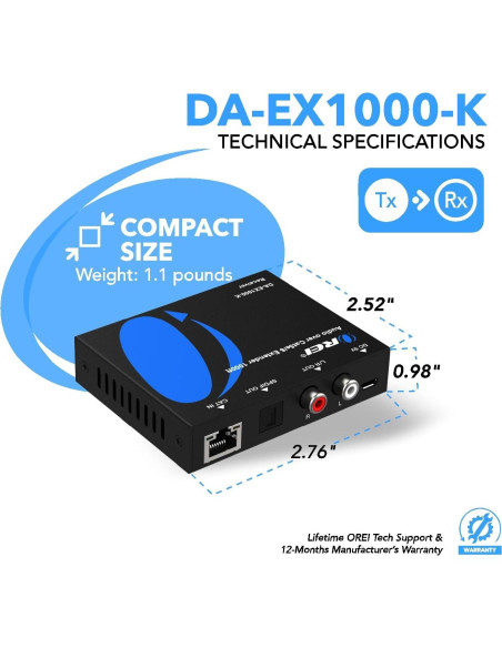 Extensor de Audio OREI DA-EX1000-K Coaxial hasta 304.8m