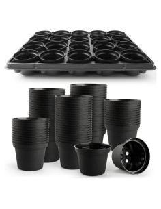 Macetas de Plástico 3 Pulgadas 100 Pcs + 5 Bandejas Drenaje