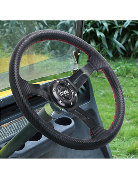 Volante de Carrito de Golf 10L0L Universal 35.56cm Negro Carbón