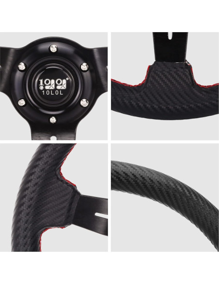Volante de Carrito de Golf 10L0L Universal 35.56cm Negro Carbón