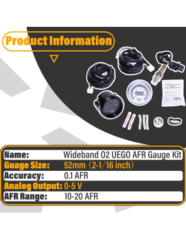 Medidor de Relación Aire/Combustible UEGO FHRHRY 52mm Digital