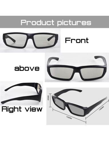 Gafas 3D GELETE pasivas unisex para cine y TV 12 piezas