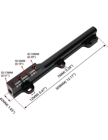 Kit de riel de combustible BARTOO D Series 1.27 cm aluminio