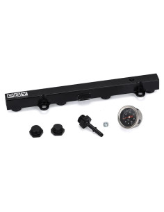 Riel de Combustible Aluminio Negro PQY con Medidor para Honda Civic/Acura RSX