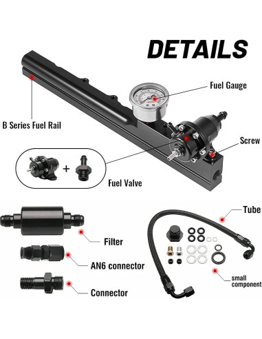 Kit de riel de combustible Endxedo B-Series con medidor