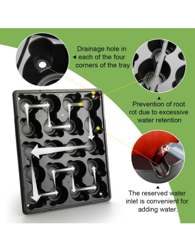 Macetas de Plástico 3 Pulgadas 100 Pcs + 5 Bandejas Drenaje