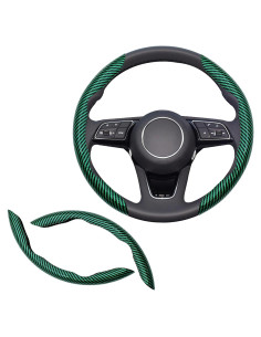 Funda de Volante Antideslizante Lunwag Fibra de Carbono Verde