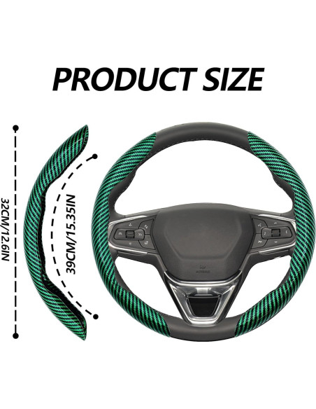 Funda de Volante Antideslizante Lunwag Fibra de Carbono Verde