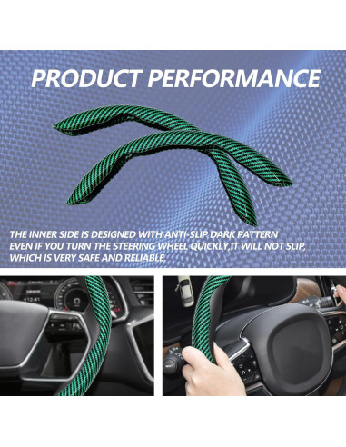Funda de Volante Antideslizante Lunwag Fibra de Carbono Verde