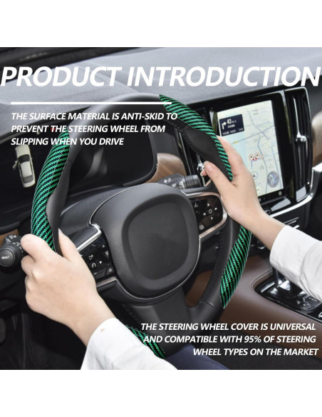 Funda de Volante Antideslizante Lunwag Fibra de Carbono Verde