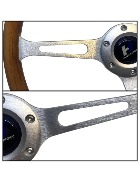 Volante de Madera Hiracing 38cm 3-Radios Clásico con Claxon