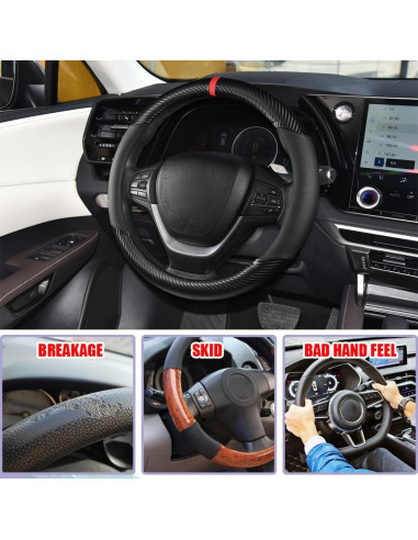 Cubierta de Volante de Coche PACLVIO 37-38 cm Antideslizante