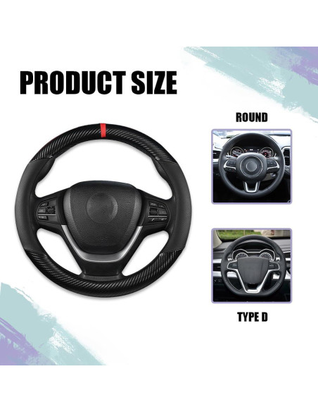 Cubierta de Volante de Coche PACLVIO 37-38 cm Antideslizante