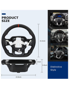 Volante de fibra de carbono VOONKE para Ford F150 Raptor 2021-2023 2