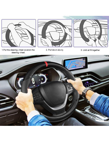 Cubierta de Volante de Coche PACLVIO 37-38 cm Antideslizante