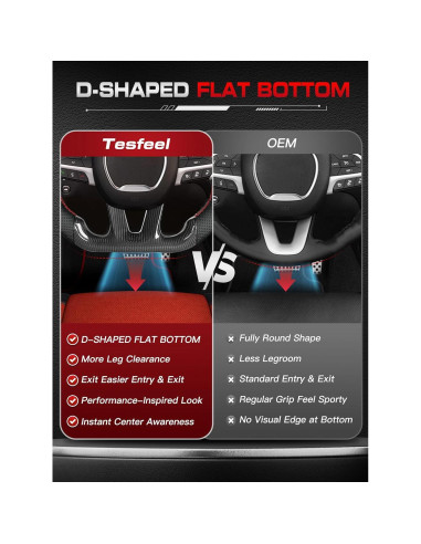 Volante TESFEEL de Fibra de Carbono 38.1cm con LED para Dodge