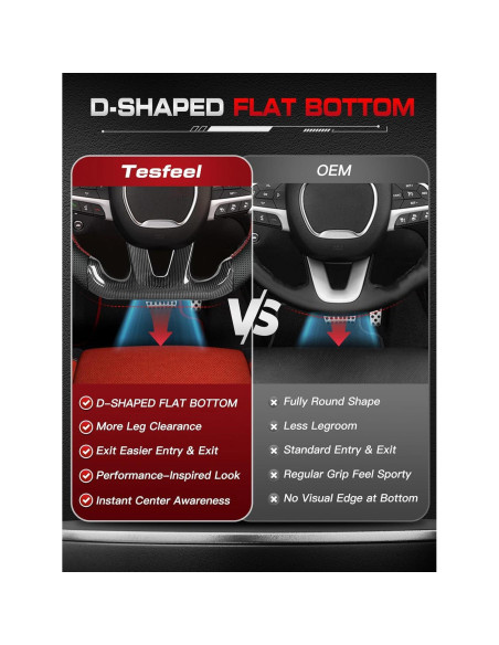 Volante TESFEEL de Fibra de Carbono 38.1cm con LED para Dodge