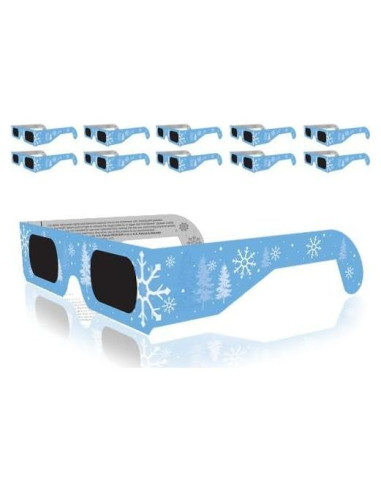 Gafas 3D Navidad GSM Brands - Paquete de 10 Copos de Nieve