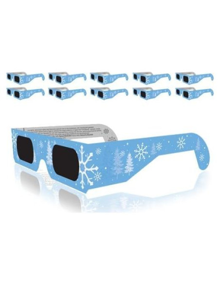 Gafas 3D Navidad GSM Brands - Paquete de 10 Copos de Nieve