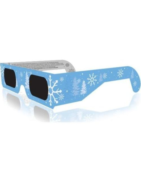 Gafas 3D Navidad GSM Brands - Paquete de 10 Copos de Nieve