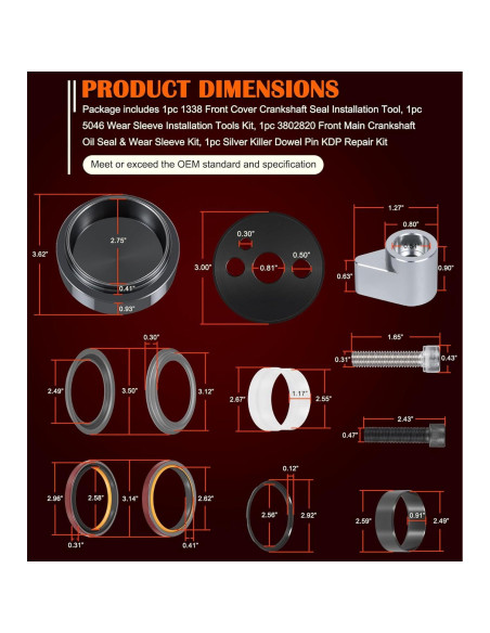 Kit de Herramientas Bonbo para Sello y Manga de Cigüeñal Dodge