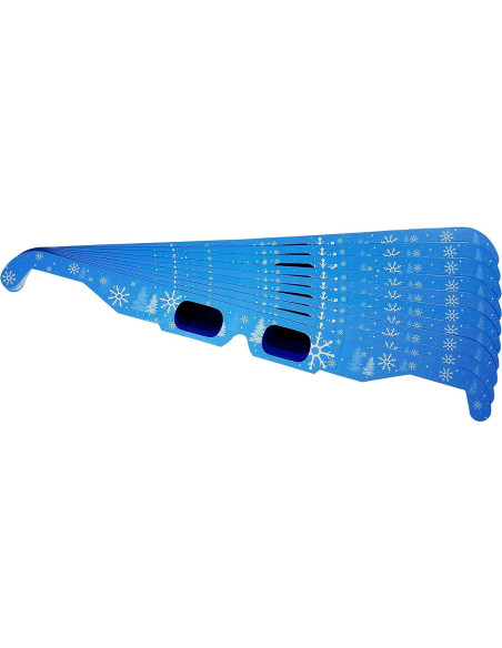 Gafas 3D Navidad GSM Brands - Paquete de 10 Copos de Nieve
