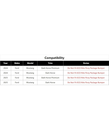 Divisor de Labio Frontal ABS para Ford Mustang Dark Horse 2024-2025