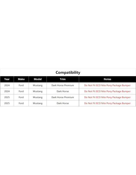 Divisor de Labio Frontal ABS para Ford Mustang Dark Horse 2024-2025