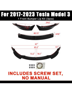 Divisor de Labio Frontal para Tesla Model 3 2017-2023 Negro Brillante 2