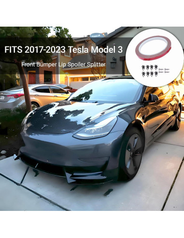 Divisor de Labio Frontal para Tesla Model 3 2017-2023 Negro Brillante